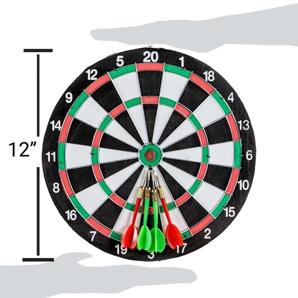 12" Dart Board Game 4 Arrows Family Fun - Picture 3 of 4